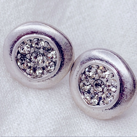 Jewelry - ❣️$25/3❣️  Elegant Rhinestones Sliver Plated Stud Earrings